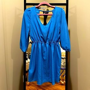 Blue open back dress w/ cinched waist